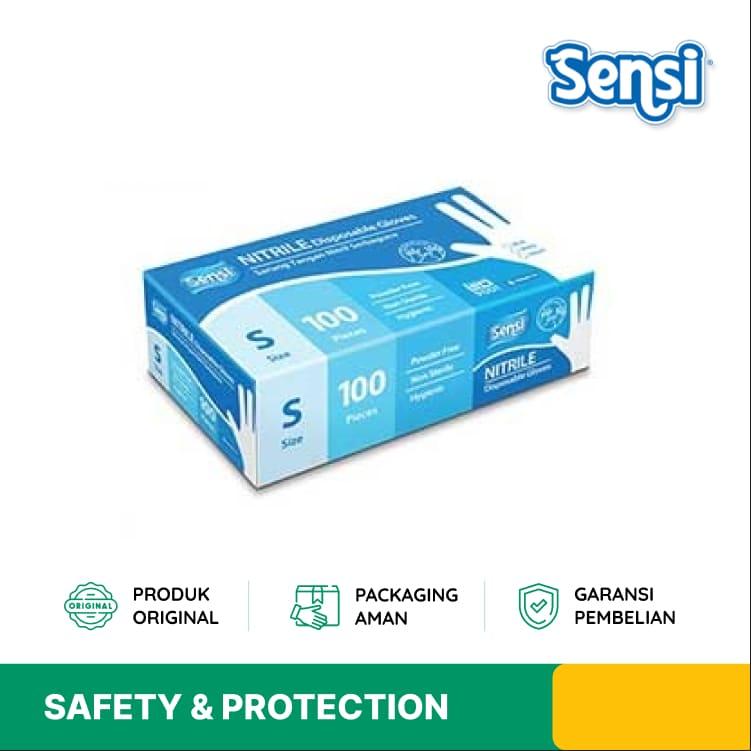 SARUNG TANGAN SENSI NITRILE DISPOSABLE POWDER FREE SIZE S 100 PCS/BOX (BUNDLE 10 BOX) 7237846482261-B10