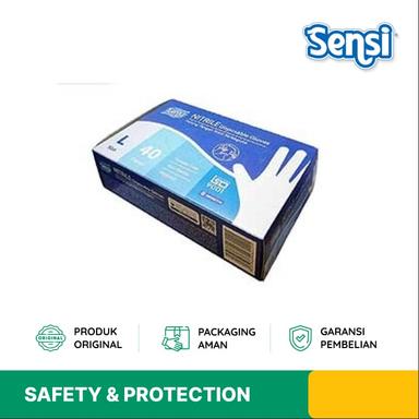 SARUNG TANGAN SENSI NITRILE DISPOSABLE POWDER FREE SIZE L 40 PCS/BOX (BUNDLE 10 BOX) 7237846482421-B10