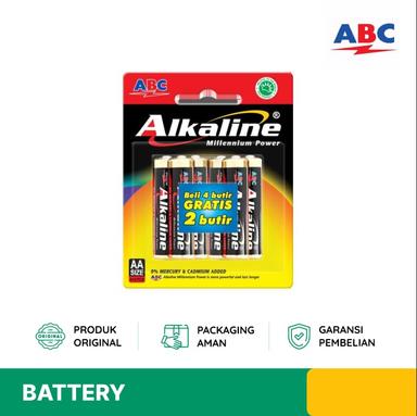 BATTERY ABC ALKALINE AA 1 PACK (6 PCS) ABCAA-6