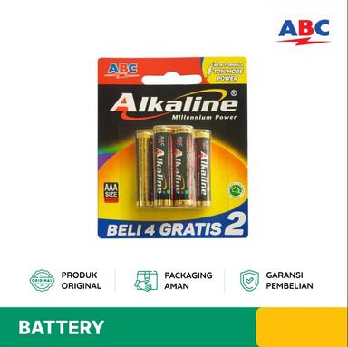 BATTERY ABC ALKALINE AAA 1 PACK (6 PCS) ABCAAA-6