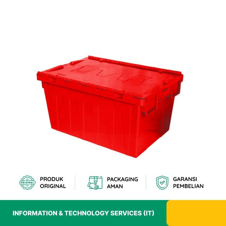 NESTABLE CONTAINER KRISBOW 10133559 LRNCR1 MERAH 58 L WITH LID